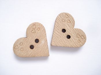 WOODEN HEART BUTTON